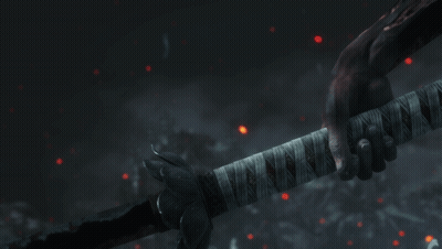A Person Holding A Sword With The Words " This Is Your Last Wish " Below Them GIF
