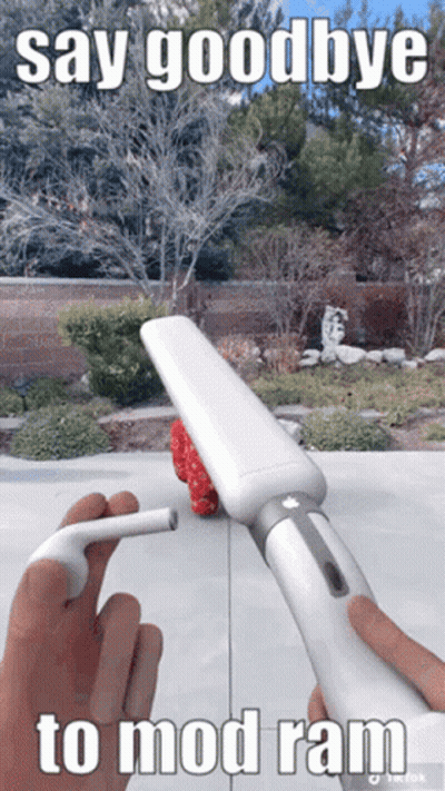 A Person Holding A White Object With The Words Say Goodbye To Mod Ram On It GIF