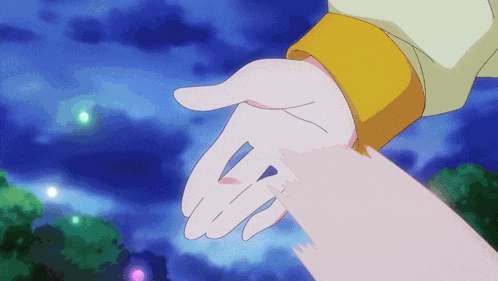 A Person Holding Another Person 'S Hand In A Cartoon GIF