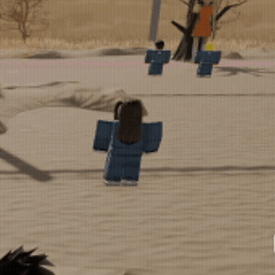 A Person In A Blue Outfit Is Walking In The Sand GIF