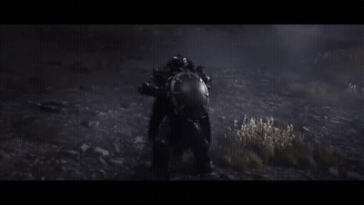 A Person In A Helmet Is Standing In The Dark In A Field . GIF