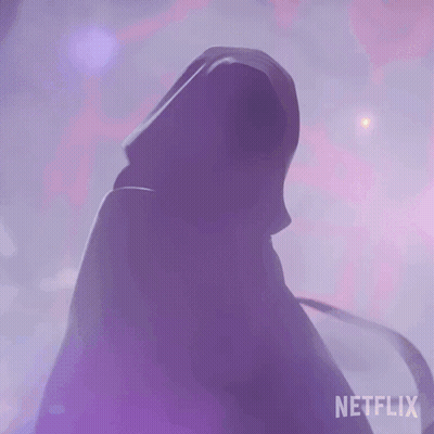 A Person In A Hooded Cape With Netflix Written On The Bottom GIF