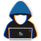 A Person In A Hoodie Is Sitting In Front Of A Laptop Computer Sticker