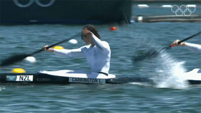 A Person In A Kayak With The Name Carrington L. On The Side GIF