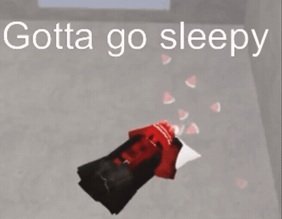 A Person In A Red Hat Is Laying On The Ground With The Words Gotta Go Sleepy Above Them GIF