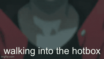 A Person In A Red Hooded Jacket Is Walking Into The Hotbox GIF