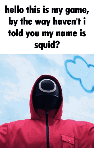 A Person In A Red Jacket With A Black Helmet On Their Head With The Words Hello This Is My Game GIF