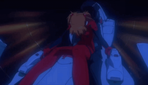 Person In Red Suit Laying On Blue Item GIF