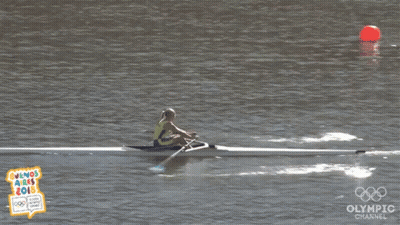 A Person In A Rowing Boat With The Olympic Channel Logo On The Bottom GIF