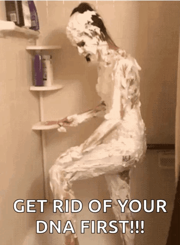 A Person In A Shower With Shaving Cream On Their Body GIF