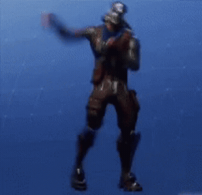 A Person In A Video Game Is Dancing In Front Of A Blue Sky . GIF