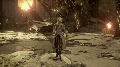 A Person In A Video Game Is Standing On A Rocky Area GIF