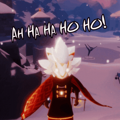 A Person In A Video Game With The Words Ah Ha Ha Ho Ho Written Above Them GIF