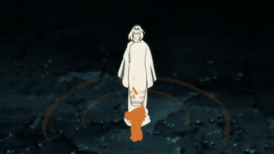 A Person In A White Robe Is Surrounded By A Circle Of Fire GIF