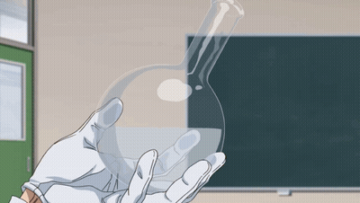 A Person In White Gloves Is Holding A Beaker In Their Hand GIF