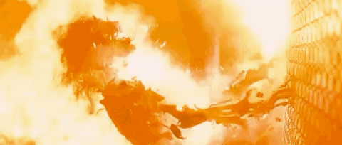 A Person Is Being Burned Alive In A Fire While Flying Through The Air . GIF
