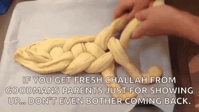 A Person Is Braiding A Loaf Of Challah Bread On A Table GIF