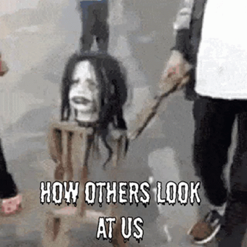 A Person Is Carrying A Ghost On A Leash With The Caption `` How Others Look At Us '' . GIF