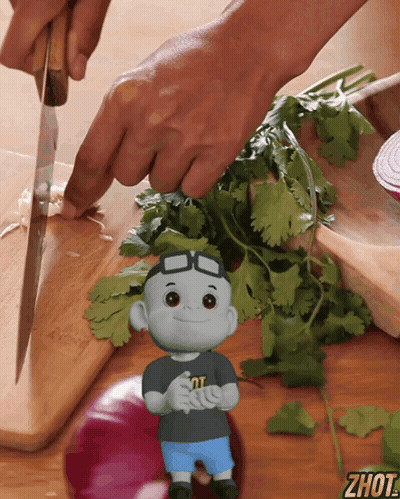 A Person Is Cutting Vegetables On A Cutting Board With Zhut Written On The Bottom Right Corner GIF