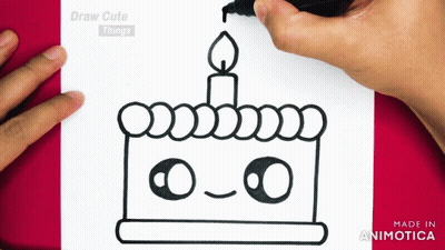 A Person Is Drawing A Birthday Cake With A Candle GIF