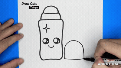 A Person Is Drawing A Bottle With A Face And A Star On It GIF