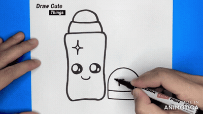 A Person Is Drawing A Bottle With A Face With A Zebra Marker GIF