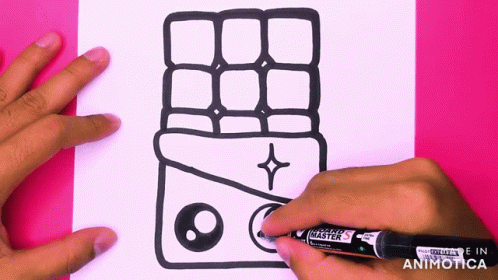 A Person Is Drawing A Chocolate Bar With A Black Marker That Says ' Sketch Master ' On It GIF