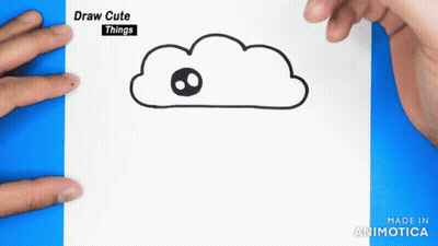 A Person Is Drawing A Cloud With A Marker On A Piece Of Paper That Says Draw Cute Things Made In Animatica GIF