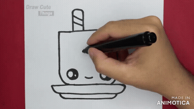 A Person Is Drawing A Cup Of Coffee With The Words Draw Cute Things Behind Them GIF