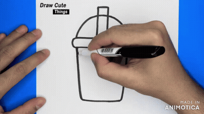 A Person Is Drawing A Cup With A Marker And The Words Draw Cute Things Are On The Bottom GIF
