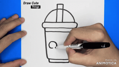 A Person Is Drawing A Cup With The Words Draw Cute Things Above GIF