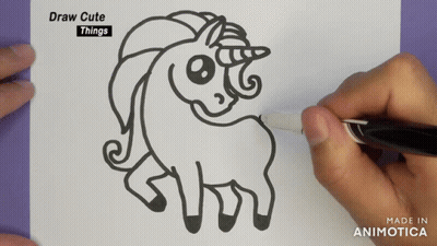 A Person Is Drawing A Cute Unicorn With A Pen GIF