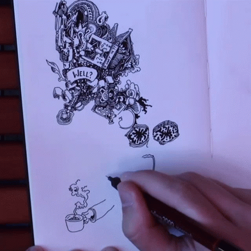 A Person Is Drawing A Drawing With The Words Well Written On It GIF