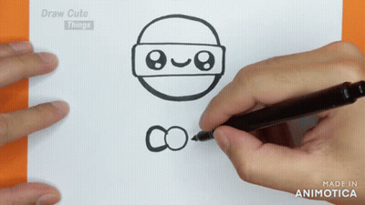 A Person Is Drawing A Ninja On A Piece Of Paper With The Words Draw Cute Things Above It GIF