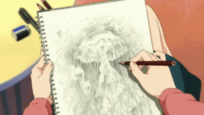 A Person Is Drawing A Picture Of A Jellyfish With A Pencil GIF