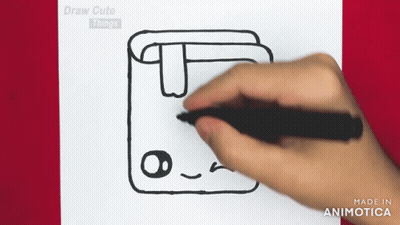 A Person Is Drawing A Picture With A Pen And The Words Draw Cute Things Are Visible In The Background GIF