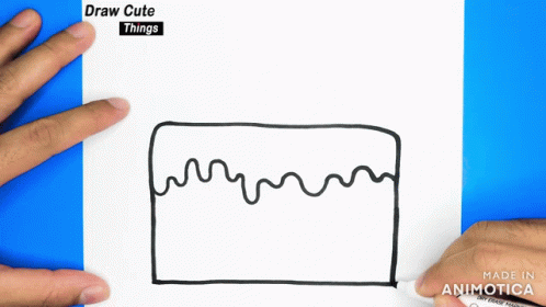 A Person Is Drawing A Rectangle With A Marker On A Piece Of Paper That Says Draw Cute Things On It GIF