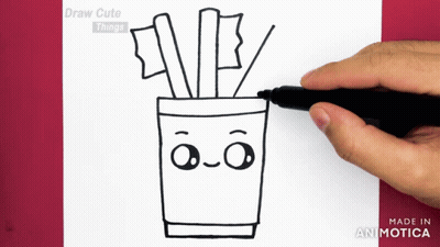 A Person Is Drawing A Toothbrush In A Cup With A Face GIF