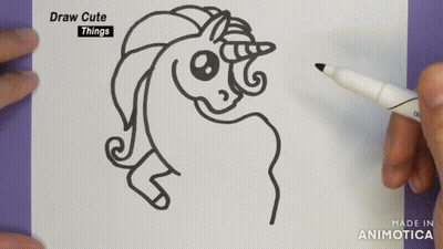 A Person Is Drawing A Unicorn With A Marker GIF