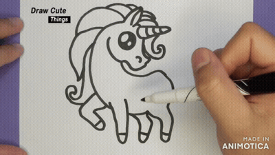 A Person Is Drawing A Unicorn With A Marker On A Piece Of Paper That Says Draw Cute Things GIF
