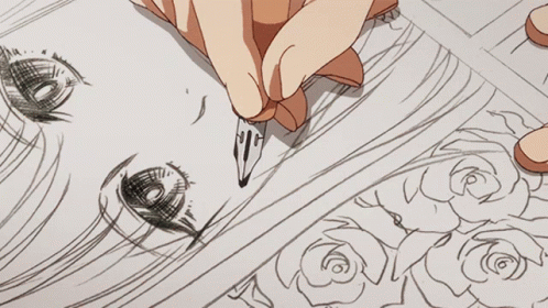 A Person Is Drawing A Woman 'S Face With A Pen On A Piece Of Paper GIF