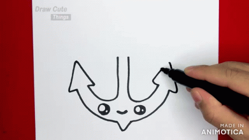 A Person Is Drawing An Arrow On A Piece Of Paper With The Words Draw Cute Things Above It GIF