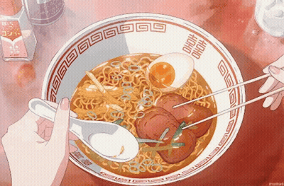 A Person Is Eating Noodles With Chopsticks And A Spoon . GIF