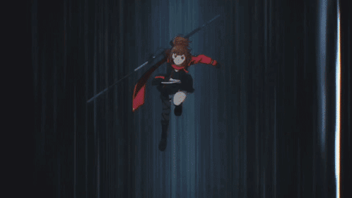 A Person Is Flying Through The Air In Front Of A Huge Fire . GIF