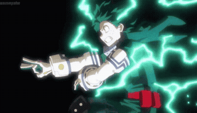 A Person Is Flying Through The Air With A Green Lightning Bolt Coming Out Of Their Chest . GIF