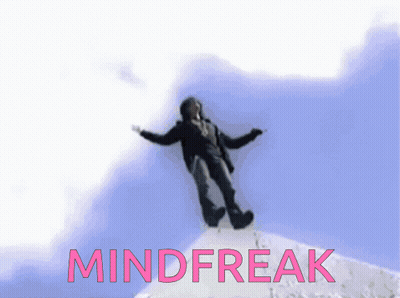 A Person Is Flying Through The Air With The Words Mindfreak Written Below Them GIF