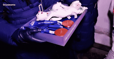 A Person Is Holding A Box That Says Milano Coppa 2014 GIF