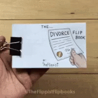 A Person Is Holding A Flip Book That Says Divorce Flip Book GIF