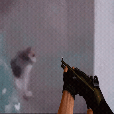 A Person Is Holding A Gun With A Blurred Image In The Background GIF