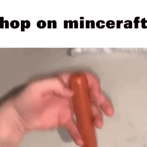 A Person Is Holding A Hot Dog With The Words Hop On Mincerat On The Top GIF